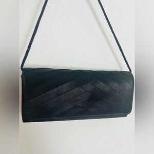 Black satin envelope Clutch Bag